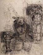 James Ensor Nude at a Balustrade or Nude with Vase and Column Sweden oil painting artist